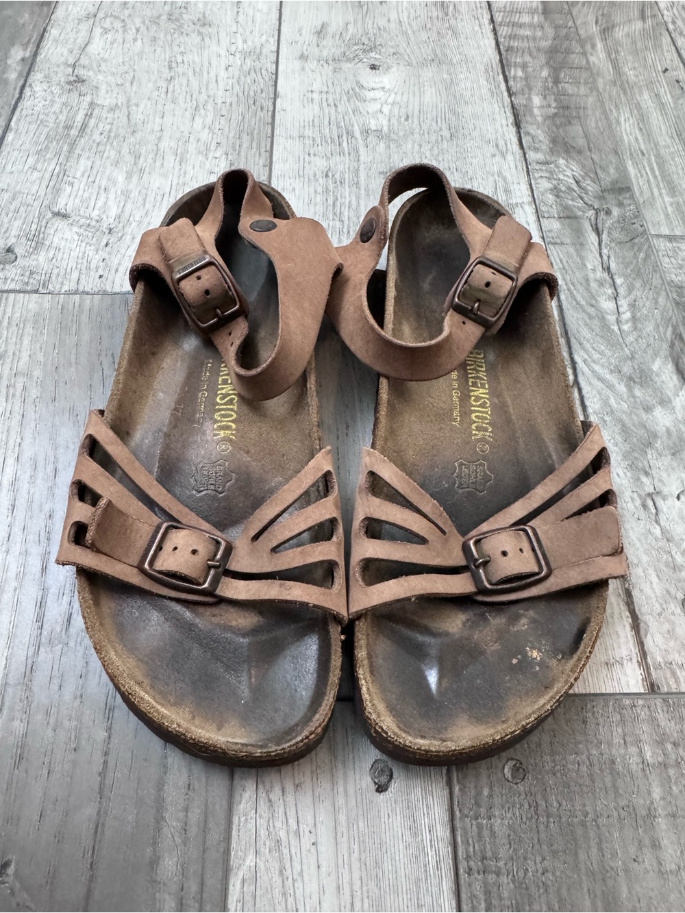 Birkenstock Rio Beige Suede Leather Sandals Ankle Strap Womens EU 41/ US 9.5